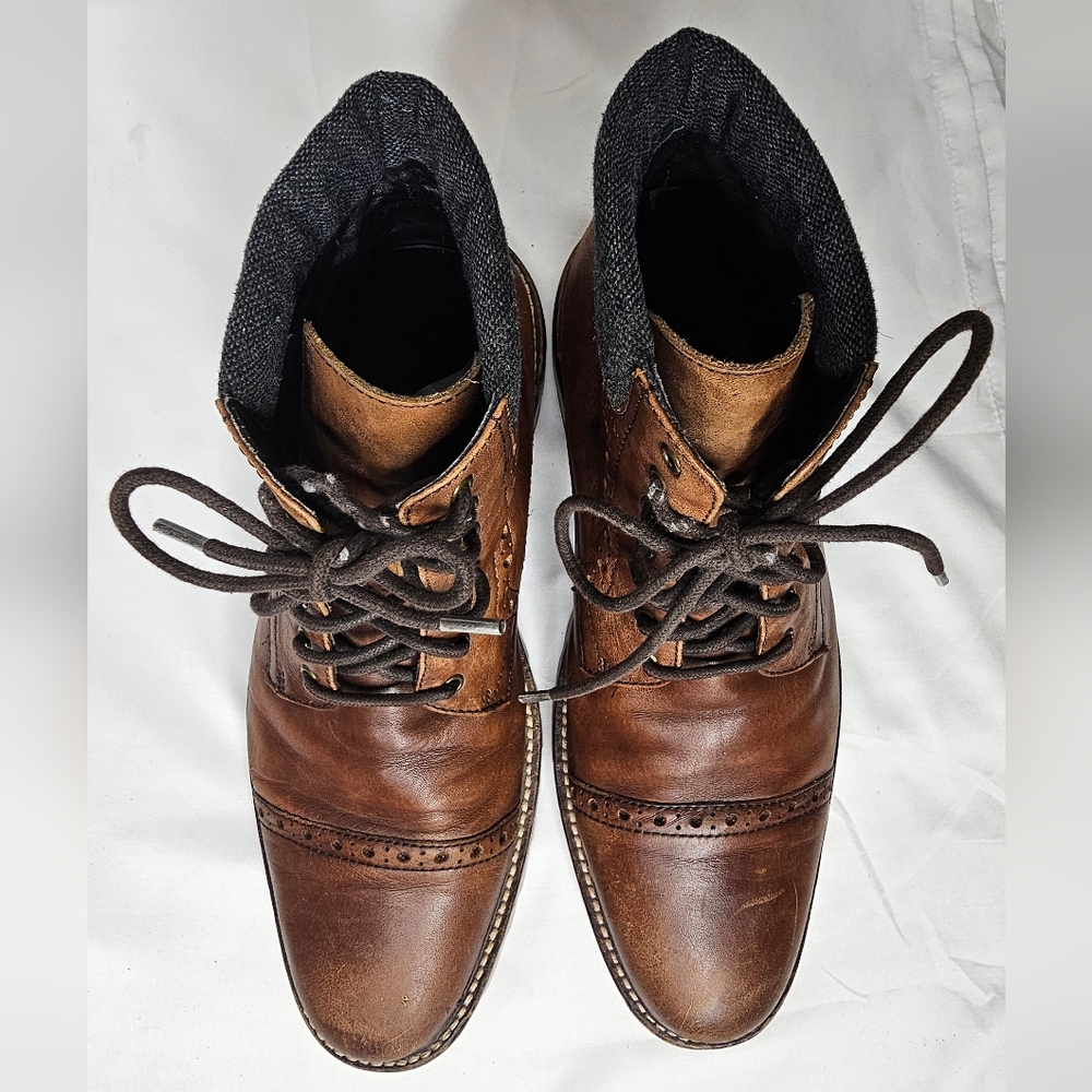 Warfield & Grand Potrero Mens Cap Toe Brogue Leather Lace-Up Ankle Boots Size 10 - Picture 7 of 12